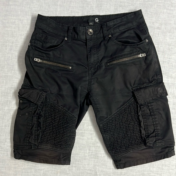 🌞 Guess black denim cargo gothic shorts men size 28 - Picture 1 of 16